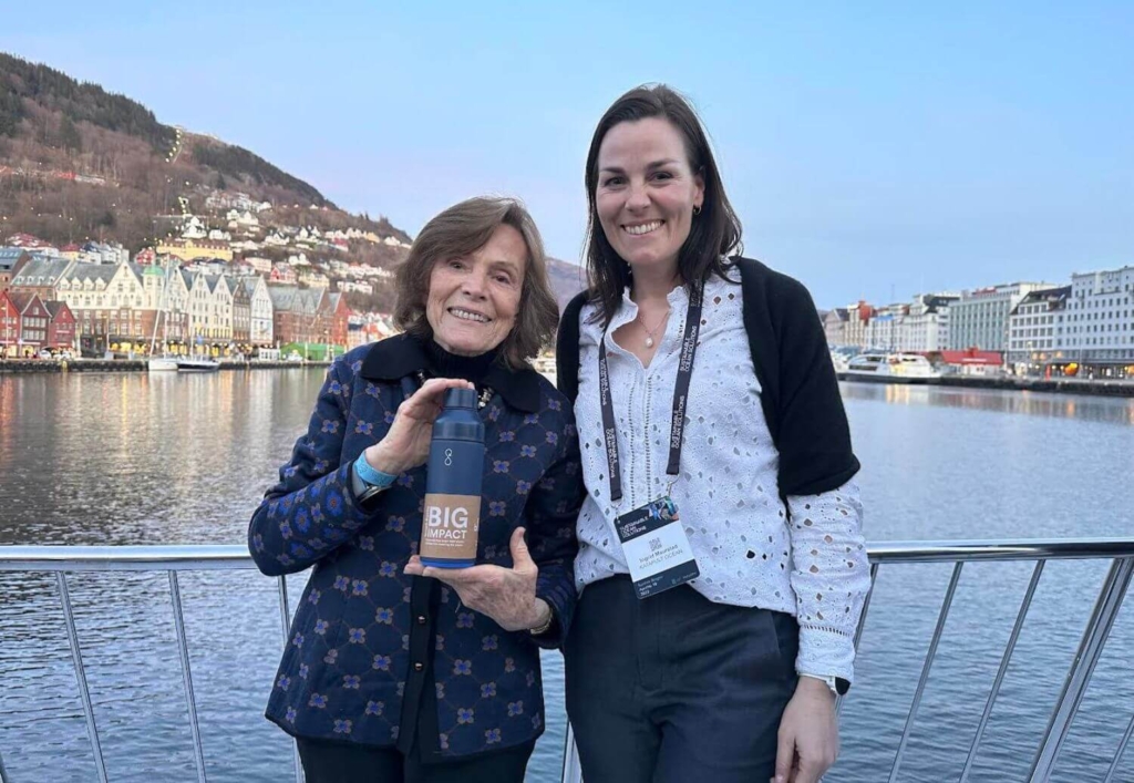 Dr. Sylvia Earle receiving the Ocean Impact Prize with Katapult Impact Director Dr. Sylvia Earle.